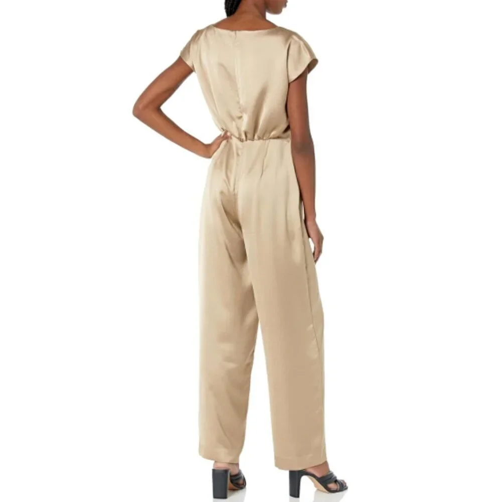 Trina Turk 'Shimai' Wide-Leg Satin Jumpsuit, Gold